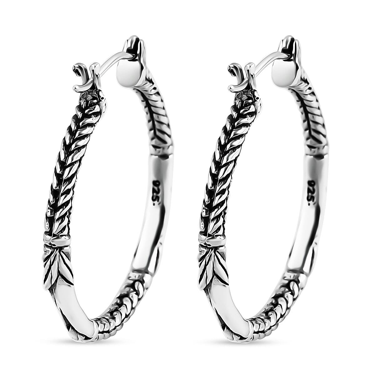Bali Legacy Sterling Silver Padian Hoop Earrings 7.71 Grams