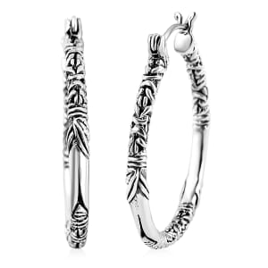 Bali Legacy Sterling Silver Borobudur Hoop Earrings 7.74 Grams