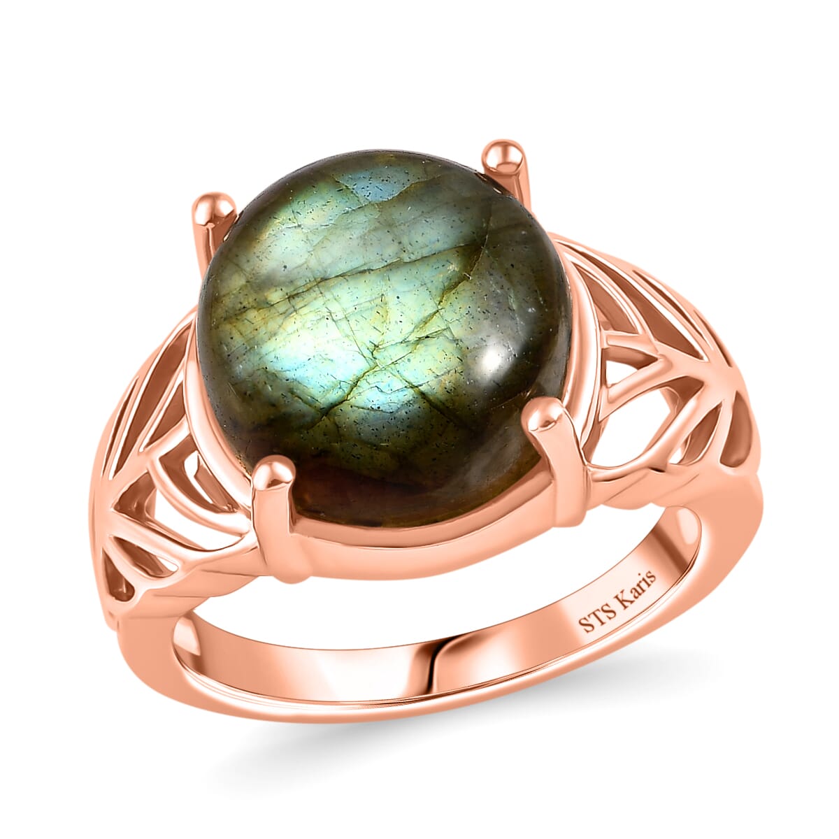 Karis Malagasy Labradorite 7.75 ctw Ring in 18K RG Plated (Size  10.0) image number 0
