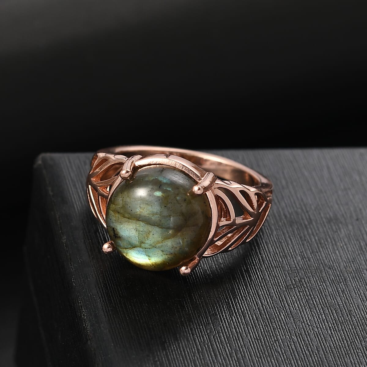 Karis Malagasy Labradorite 7.75 ctw Ring in 18K RG Plated (Size  10.0) image number 1