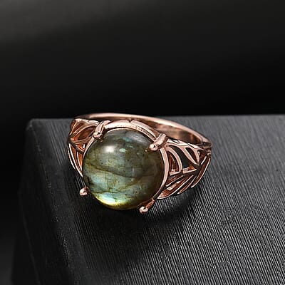Karis Malagasy Labradorite 7.75 ctw Ring in 18K RG Plated (Size  10.0)