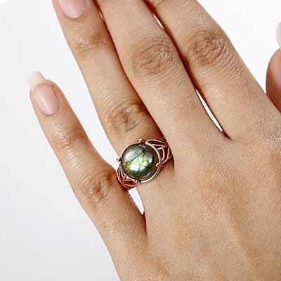 Karis Malagasy Labradorite 7.75 ctw Ring in 18K RG Plated (Size  10.0)