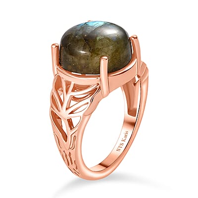Karis Malagasy Labradorite 7.75 ctw Ring in 18K RG Plated (Size  10.0)