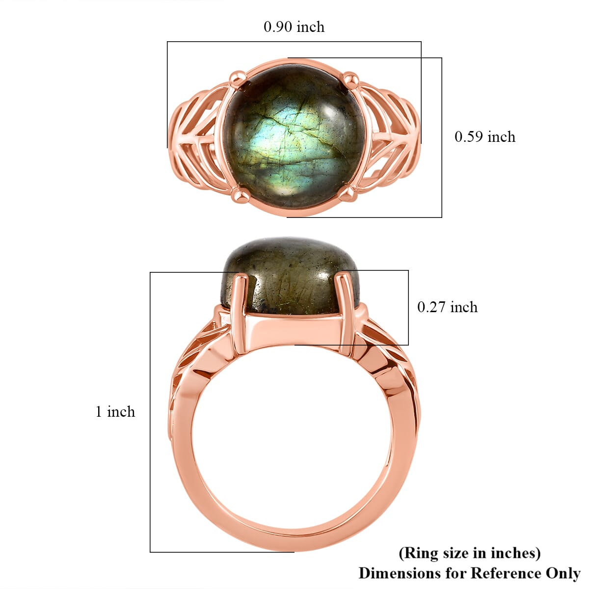 Karis Malagasy Labradorite 7.75 ctw Ring in 18K RG Plated (Size  10.0) image number 5