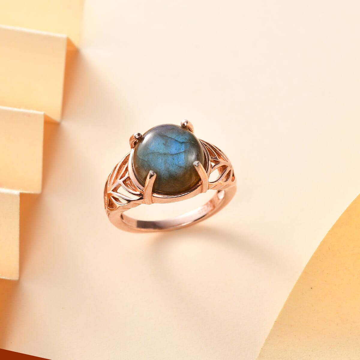 Karis Malagasy Labradorite 7.75 ctw Ring in 18K RG Plated (Size  8.0) image number 1