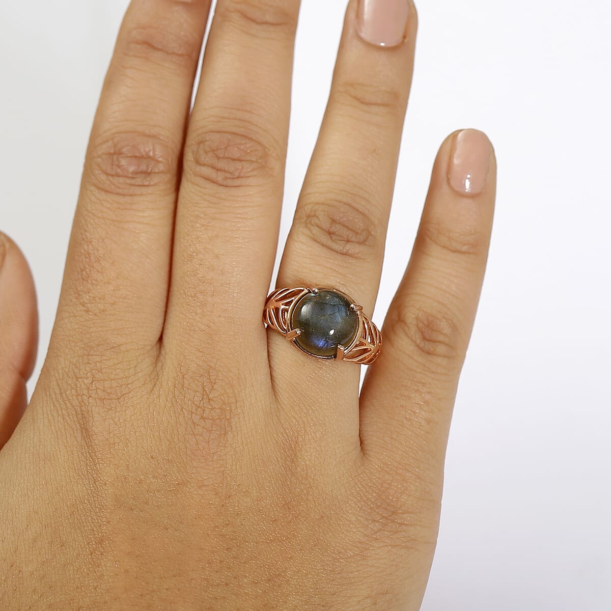 Karis Malagasy Labradorite 7.75 ctw Ring in 18K RG Plated (Size  8.0) image number 2