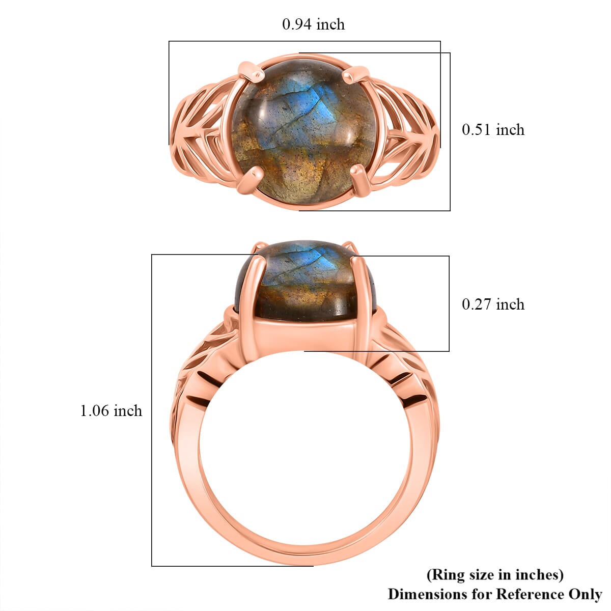 Karis Malagasy Labradorite 7.75 ctw Ring in 18K RG Plated (Size  8.0) image number 5