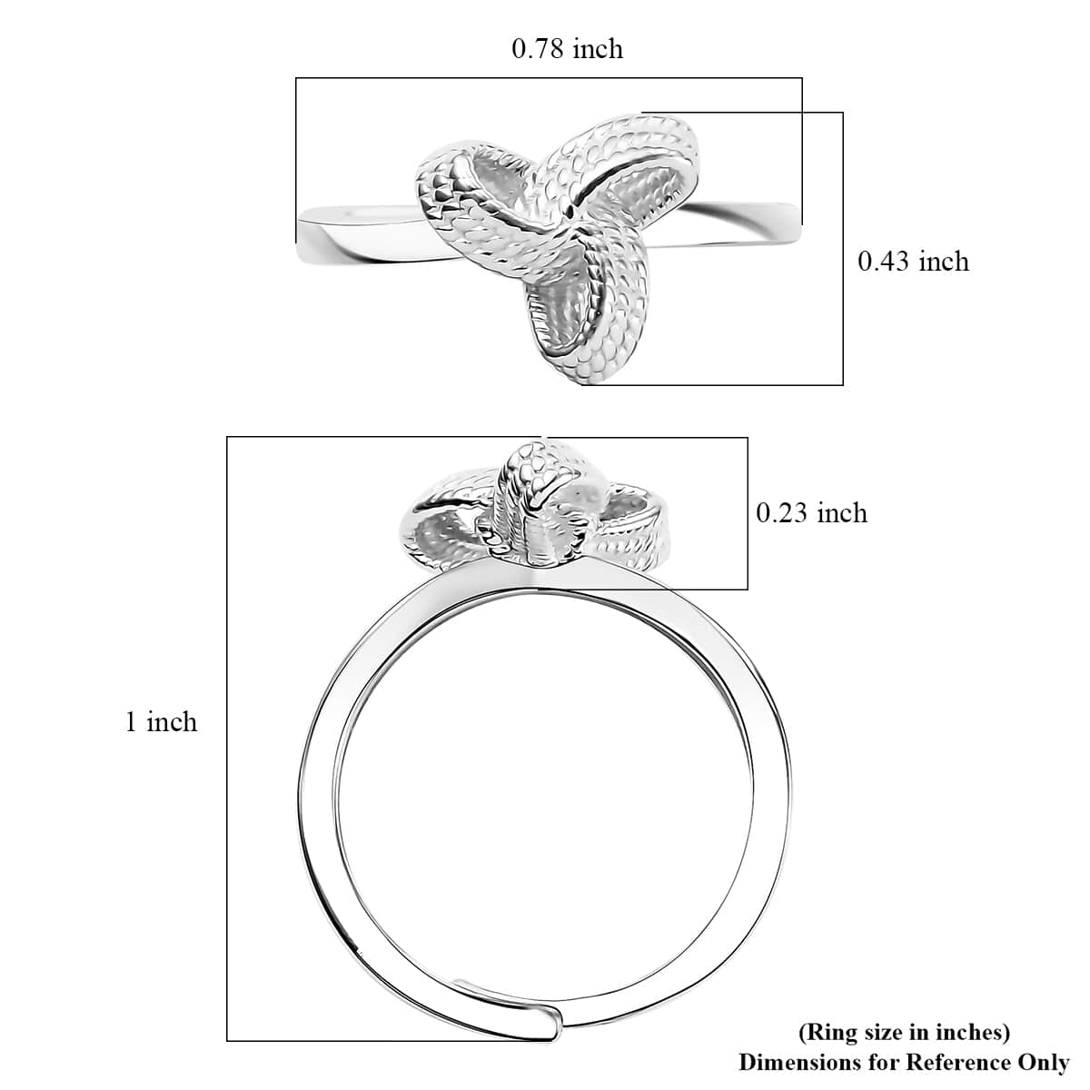 Sterling Silver Love knot Adjustable Ring (Size 8.0) 2.50 Grams image number 5