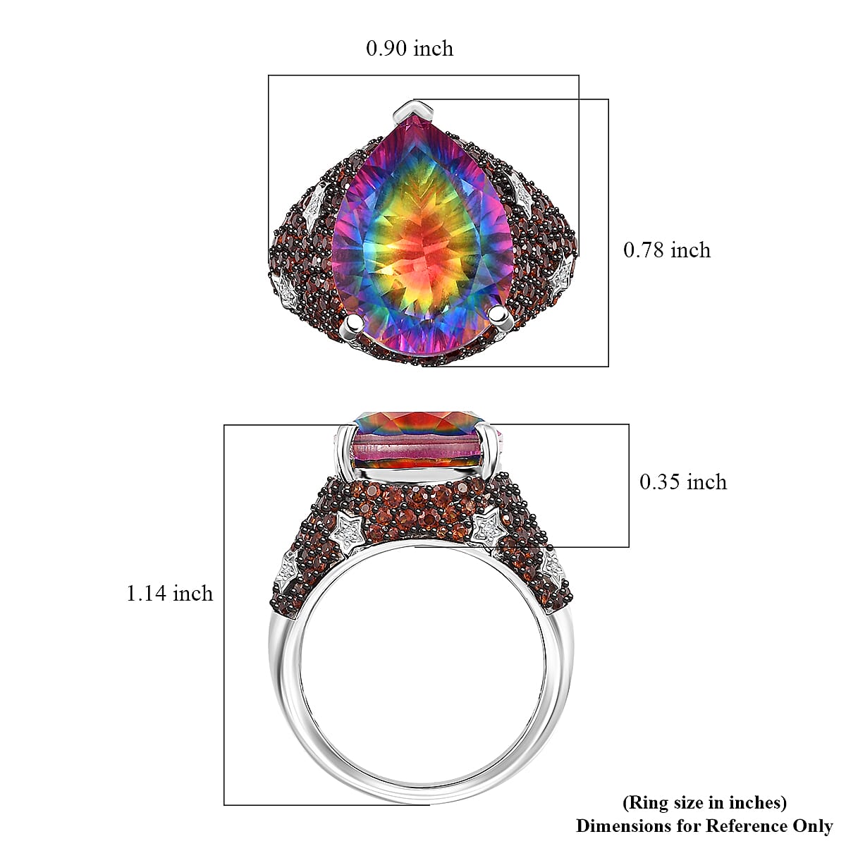 D'Joy Nebula Quartz Doublet and Multi Gemstone 9.80 ctw Celestial Ring in Rhodium Over Sterling Silver (Size 9.0) image number 5