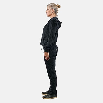 Hanton Black Women's 2 Piece Velvet Sweatshirt with Pant - L
