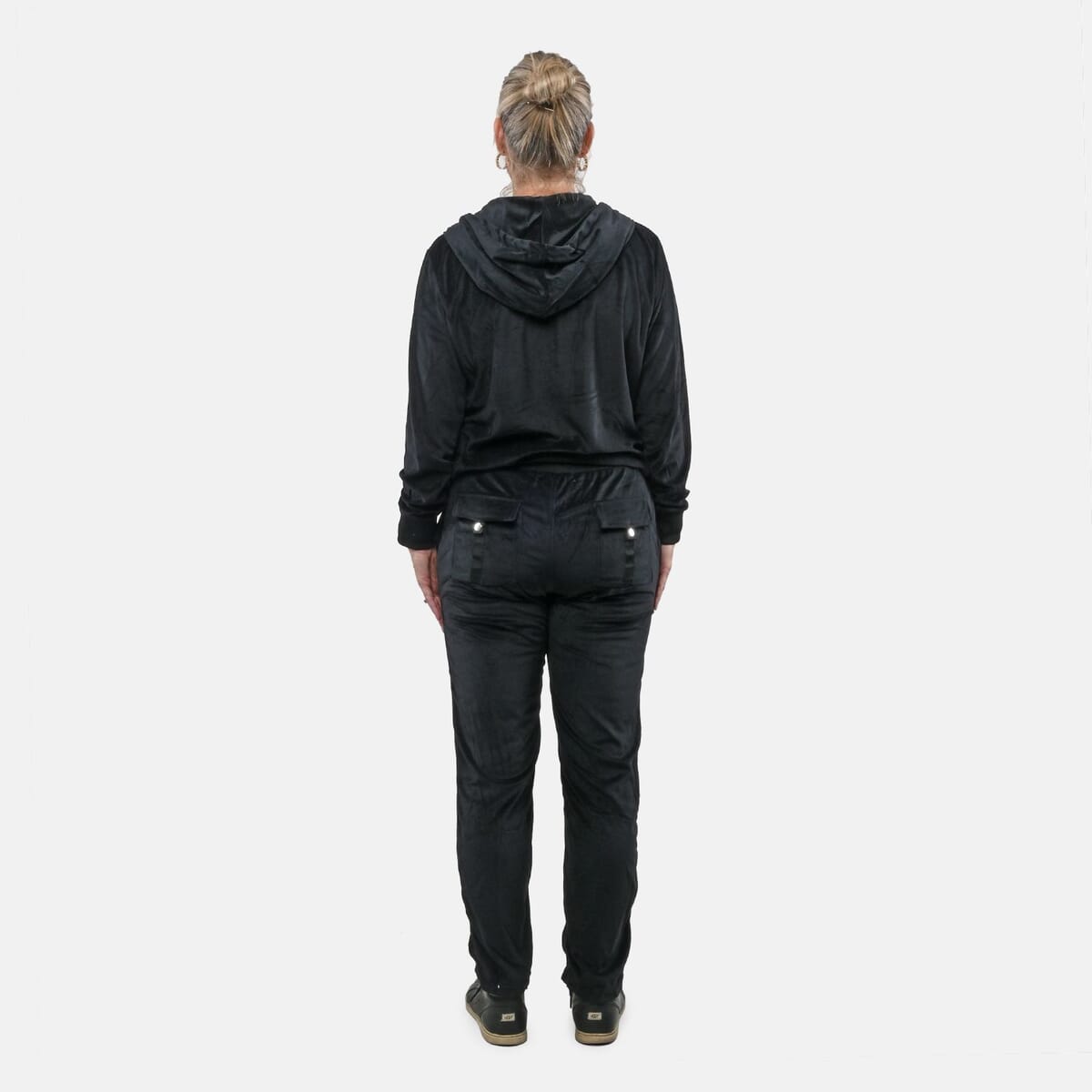 Hanton Black Women's 2 Piece Velvet Sweatshirt with Pant - 2XL image number 1