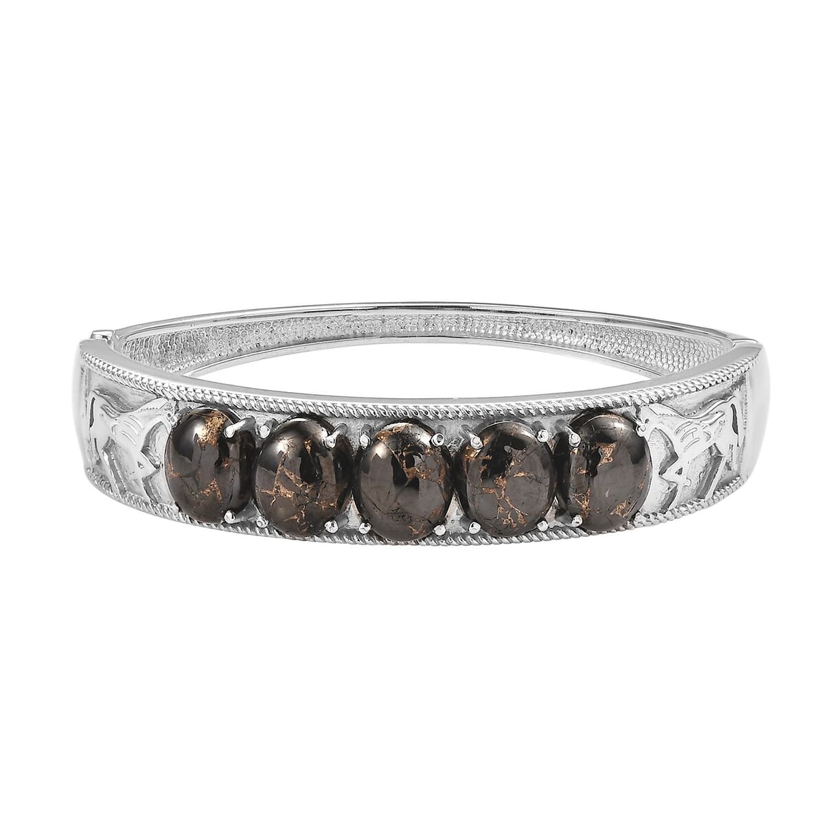 Matrix Silver Shungite 20.65 ctw Bangle Bracelet in Stainless Steel (7.25 In) image number 0
