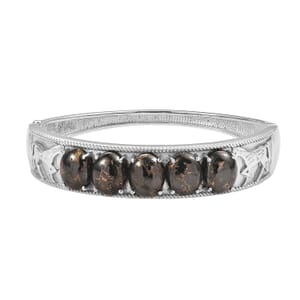 Matrix Silver Shungite 20.65 ctw Bangle Bracelet in Stainless Steel (7.25 In)