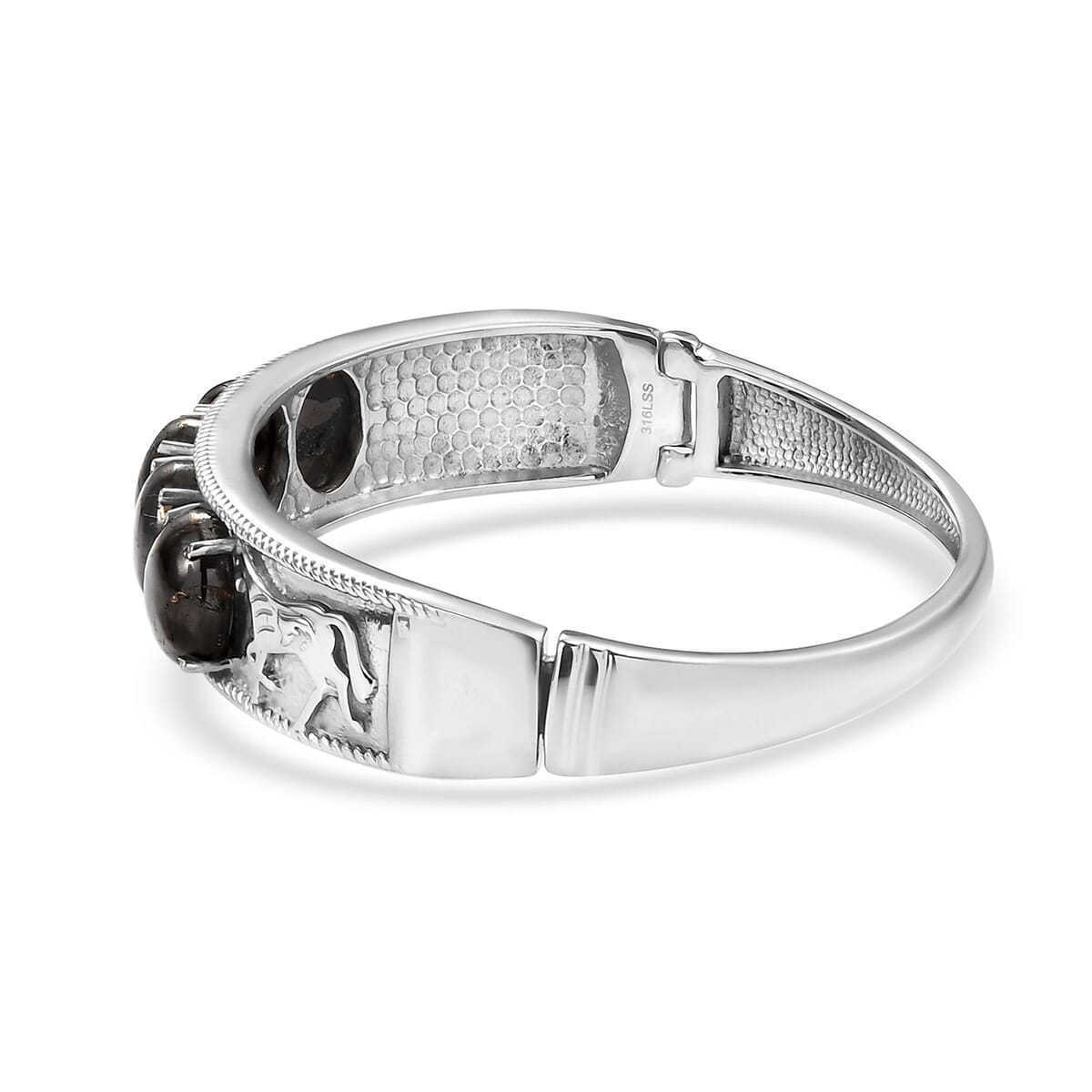 Matrix Silver Shungite 20.65 ctw Bangle Bracelet in Stainless Steel (7.25 In) image number 3