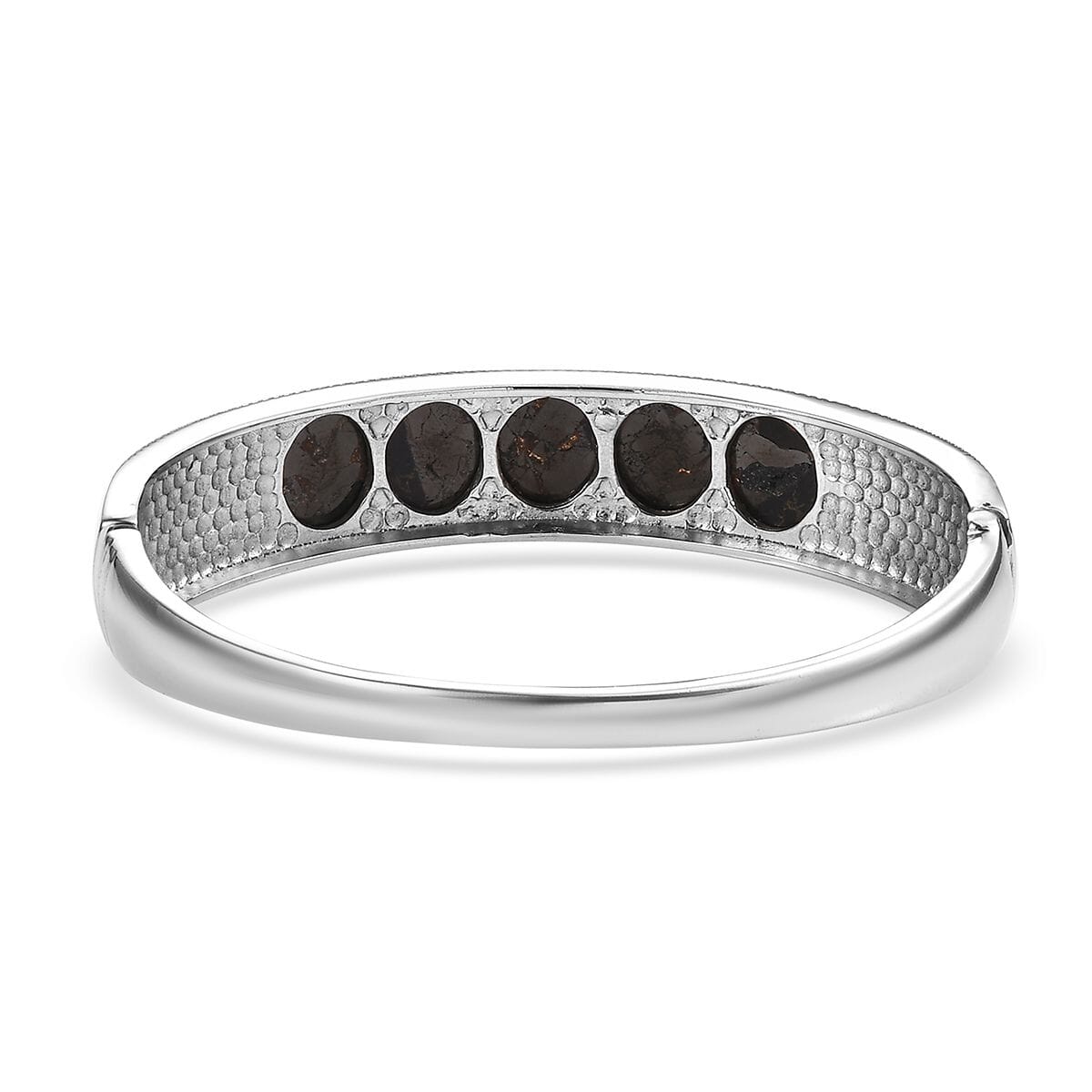 Matrix Silver Shungite 20.65 ctw Bangle Bracelet in Stainless Steel (7.25 In) image number 4