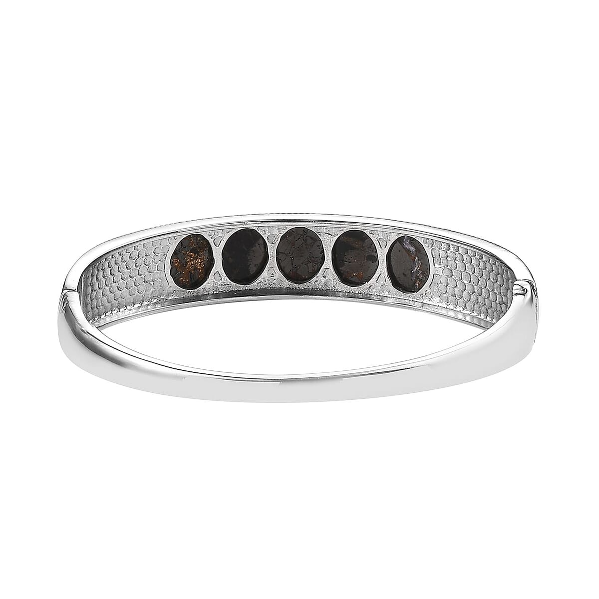 Matrix Silver Shungite 20.65 ctw Bangle Bracelet in Stainless Steel (8.00 In) image number 4