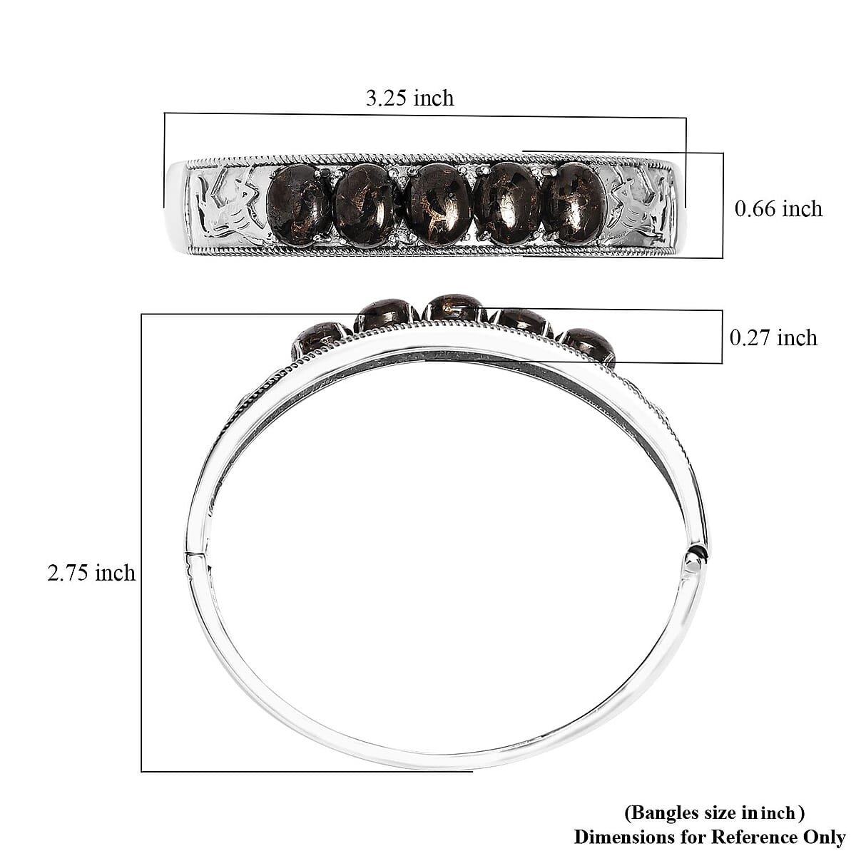Matrix Silver Shungite 20.65 ctw Bangle Bracelet in Stainless Steel (8.00 In) image number 5