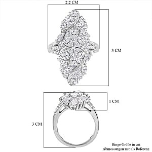 Swarovski Zirconia 5.45 ctw Fancy Ring in Rhodium Over Sterling Silver (Size 6.5)