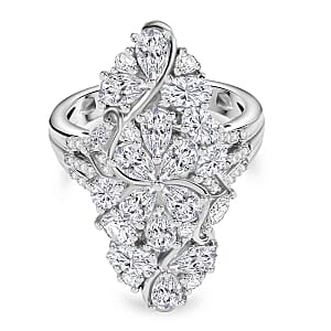 Swarovski Zirconia 5.45 ctw Fancy Ring in Rhodium Over Sterling Silver (Size 8)