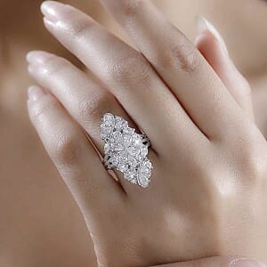 Swarovski Zirconia 5.45 ctw Fancy Ring in Rhodium Over Sterling Silver (Size 8)