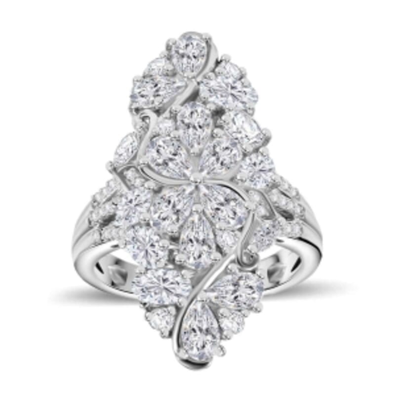 Swarovski Zirconia 5.45 ctw Fancy Ring in Rhodium Over Sterling Silver (Size 8)