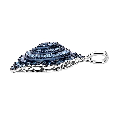 Blue Diamond 1.00 ctw Floral Spray Pendant without Chain in Platinum Over Sterling Silver