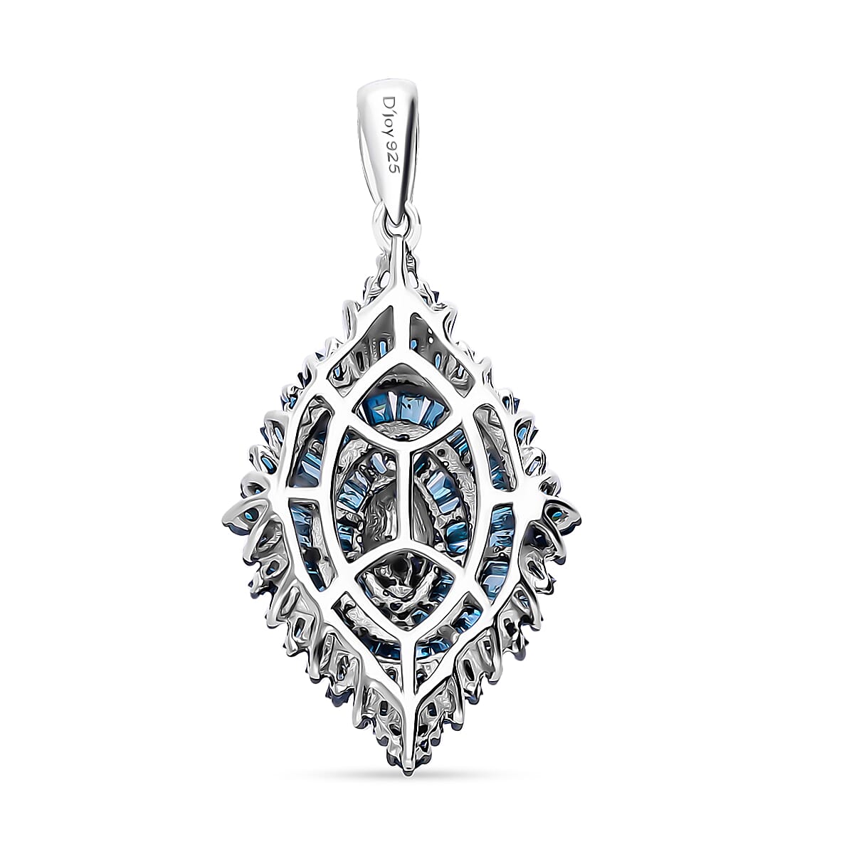Blue Diamond 1.00 ctw Floral Spray Pendant without Chain in Platinum Over Sterling Silver