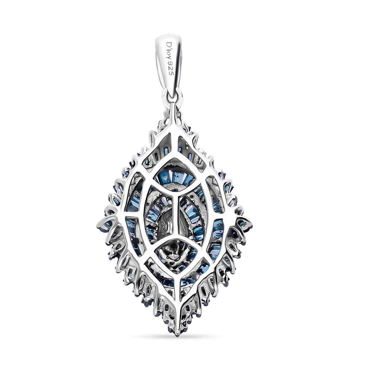 Blue Diamond 1.00 ctw Floral Spray Pendant in Platinum Over Sterling Silver image number 2