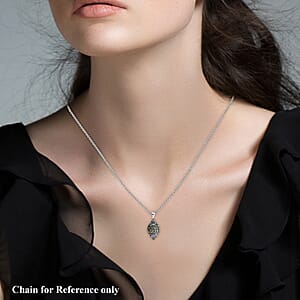 Multi Color Diamond 1.00 ctw Floral Spray Pendant without Chain in Platinum Over Sterling Silver