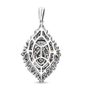 Multi Color Diamond 1.00 ctw Floral Spray Pendant without Chain in Platinum Over Sterling Silver