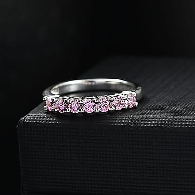 J Francis Pink Zirconia by Swarovski 1.10 ctw Ring in Sterling Silver (Size 10.0)