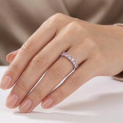 J Francis Pink Zirconia by Swarovski 1.10 ctw Ring in Sterling Silver (Size 10.0)