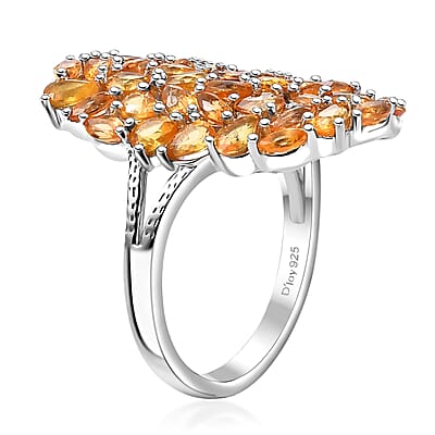 D'Joy Madagascar Yellow Sapphire and White Zircon 7.00 ctw Ring in Rhodium Over Sterling Silver (Size 10.0)