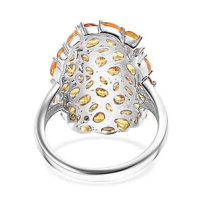 D'Joy Madagascar Yellow Sapphire and White Zircon 7.00 ctw Ring in Rhodium Over Sterling Silver (Size 10.0)