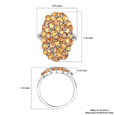 D'Joy Madagascar Yellow Sapphire and White Zircon 7.00 ctw Ring in Rhodium Over Sterling Silver (Size 10.0)