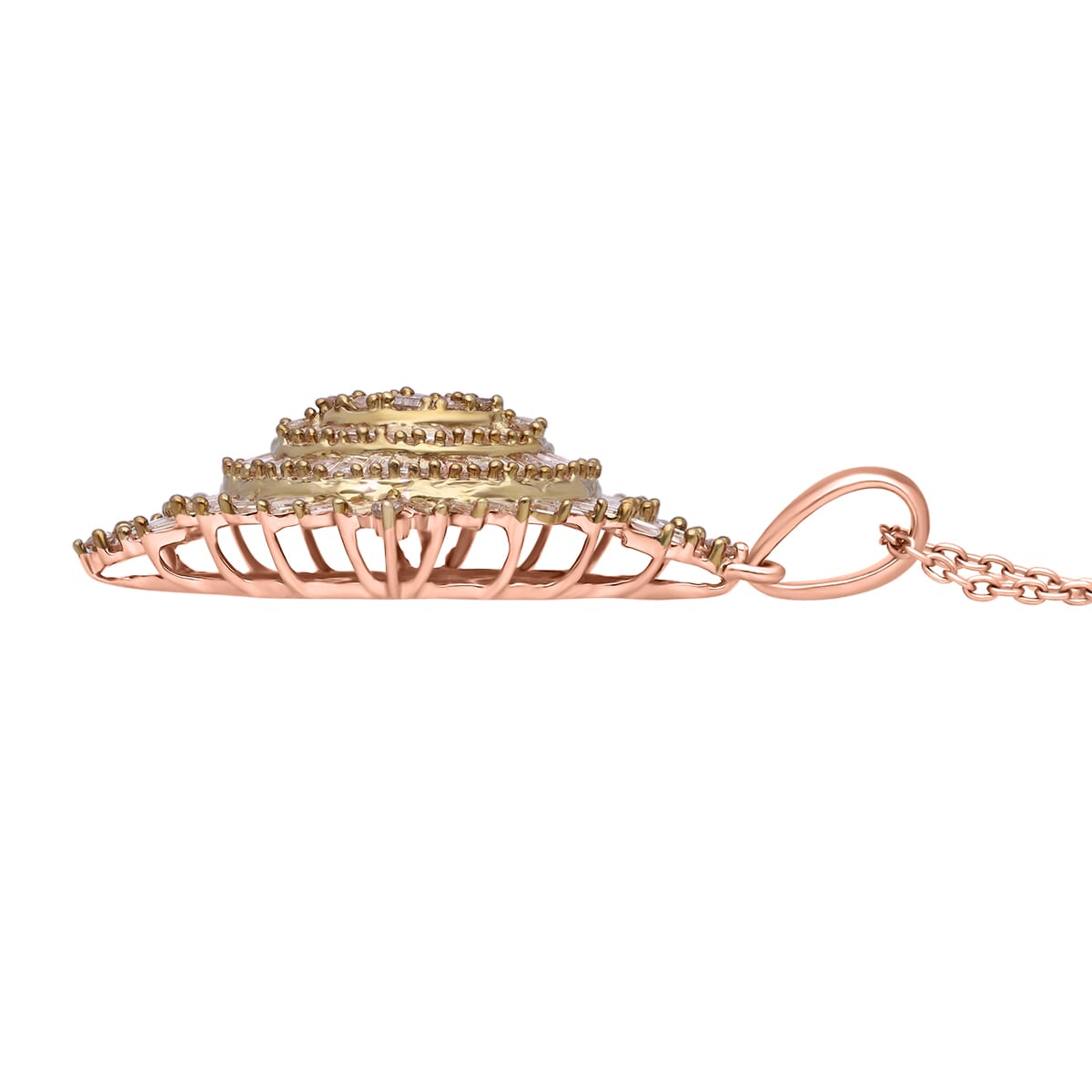 Natural Champagne Diamond 1.00 ctw Floral Spray Pendant without Chain in Vermeil Rose Gold Over Sterling Silver image number 3
