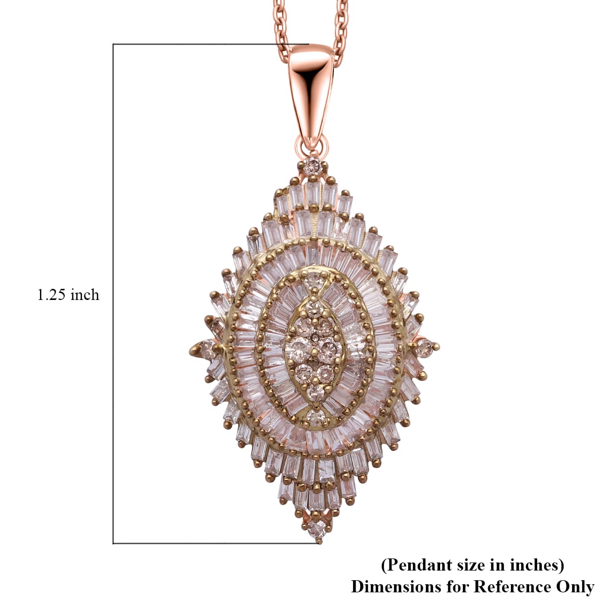 Natural Champagne Diamond 1.00 ctw Floral Spray Pendant without Chain in Vermeil Rose Gold Over Sterling Silver image number 4