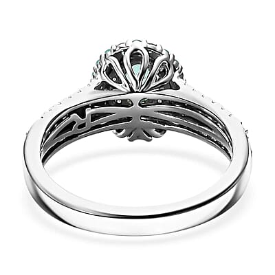Rhapsody AAAA Paraiba Tourmaline and E-F VS Diamond 1.34 ctw Ring in 950 Platinum (Size 10.0) 7.90 Grams