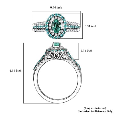 Rhapsody AAAA Paraiba Tourmaline and E-F VS Diamond 1.34 ctw Ring in 950 Platinum (Size 10.0) 7.90 Grams