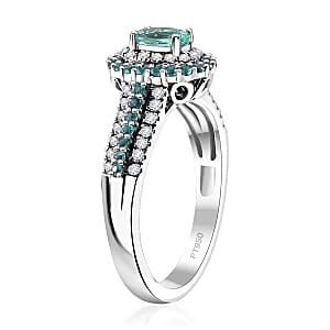 Rhapsody AAAA Paraiba Tourmaline and E-F VS Diamond 1.34 ctw Ring in 950 Platinum (Size 8.0) 7.90 Grams