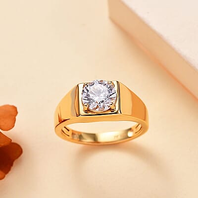 J Francis Zirconia by Swarovski 3.30 ctw Men's Ring in 18K Vermeil YG Over Sterling Silver (Size 11.5)