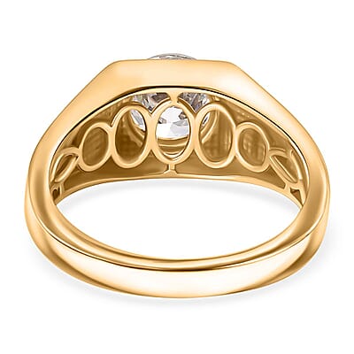 J Francis Zirconia by Swarovski 3.30 ctw Men's Ring in 18K Vermeil YG Over Sterling Silver (Size 11.5)