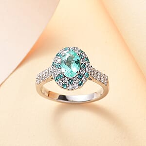 Certified & Appraised Rhapsody AAAA Paraiba Tourmaline and E-F VS Diamond 2.14 ctw Ring in 950 Platinum (Size 8.0) 8 Grams