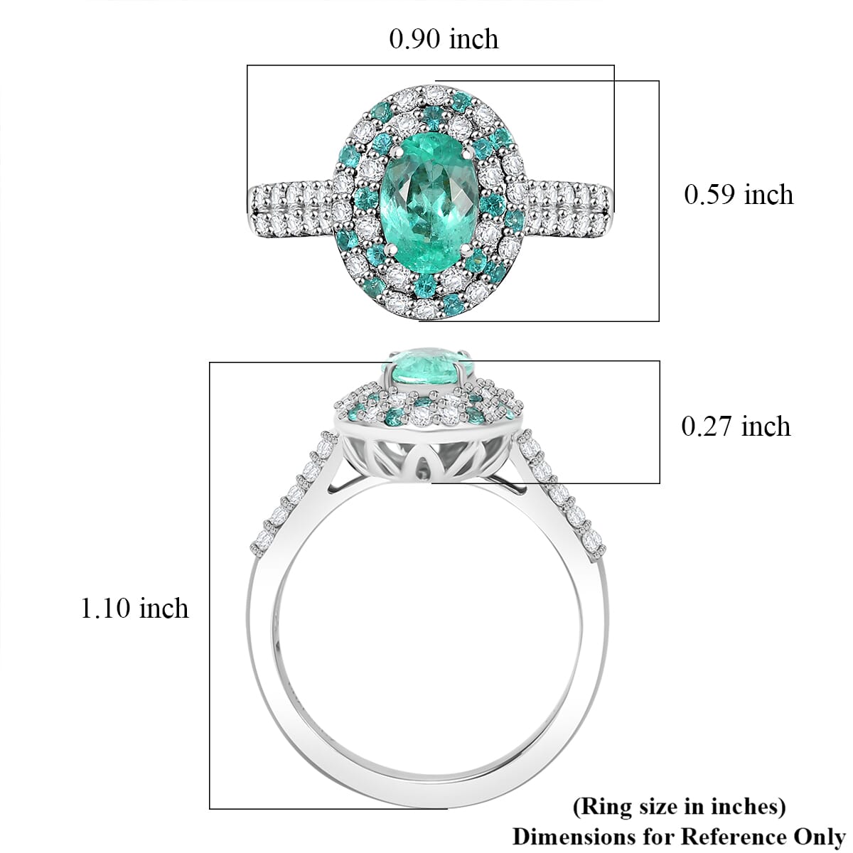 Certified & Appraised Rhapsody AAAA Paraiba Tourmaline and E-F VS Diamond 2.14 ctw Ring in 950 Platinum (Size 8.0) 8 Grams image number 5