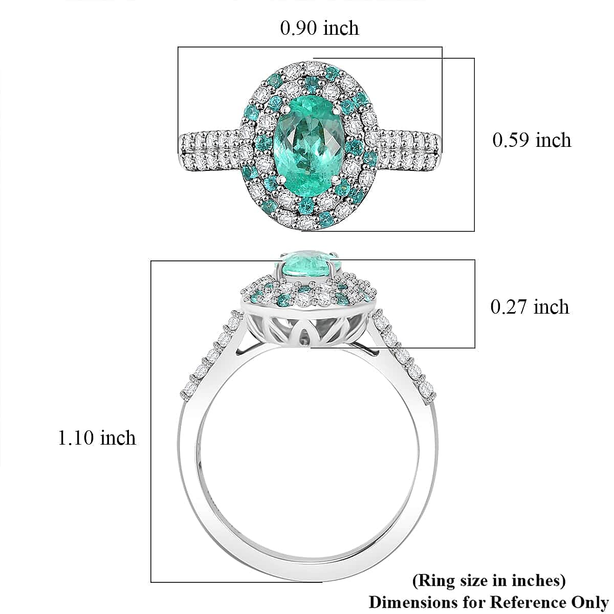 Certified & Appraised Rhapsody AAAA Paraiba Tourmaline and E-F VS Diamond 2.14 ctw Ring in 950 Platinum (Size 8.5) 8 Grams image number 5