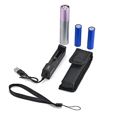Soulsmart Therabliss Red Light Physiotherapy Flashlight - Silver with Purple (2200 mAh Battery Included)