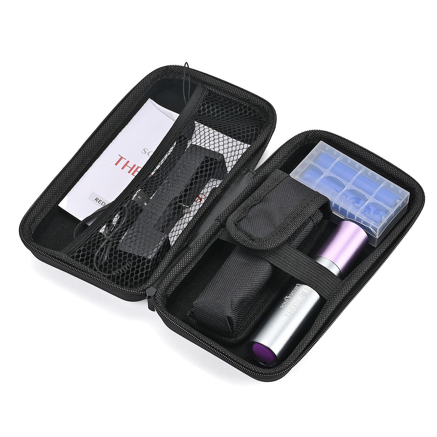 Therabliss Red Light Physiotherapy Flashlight - Silver with Purple (2200 mAh Battery Included)