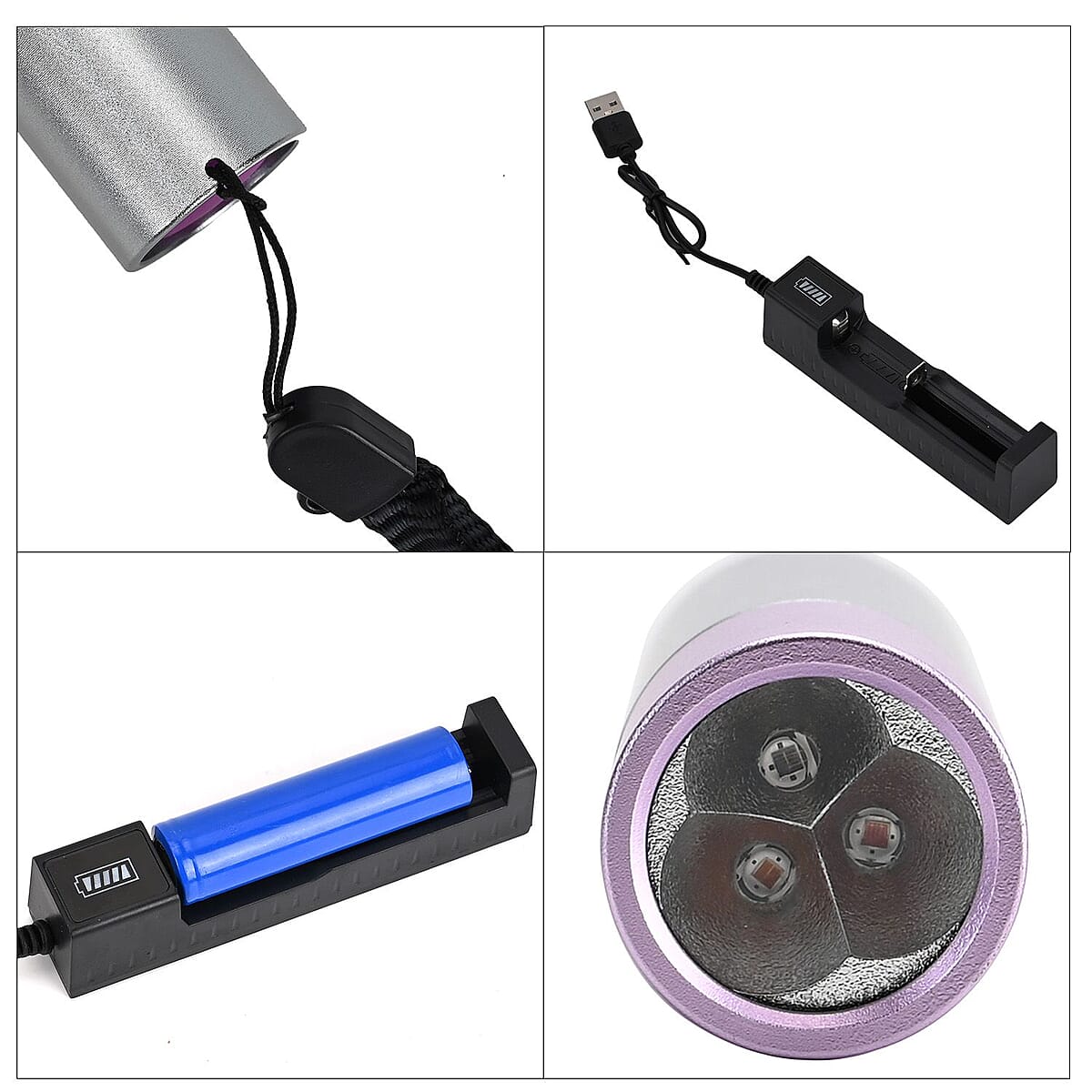 Therabliss Red Light Physiotherapy Flashlight - Silver with Purple (2200 mAh Battery Included) image number 8