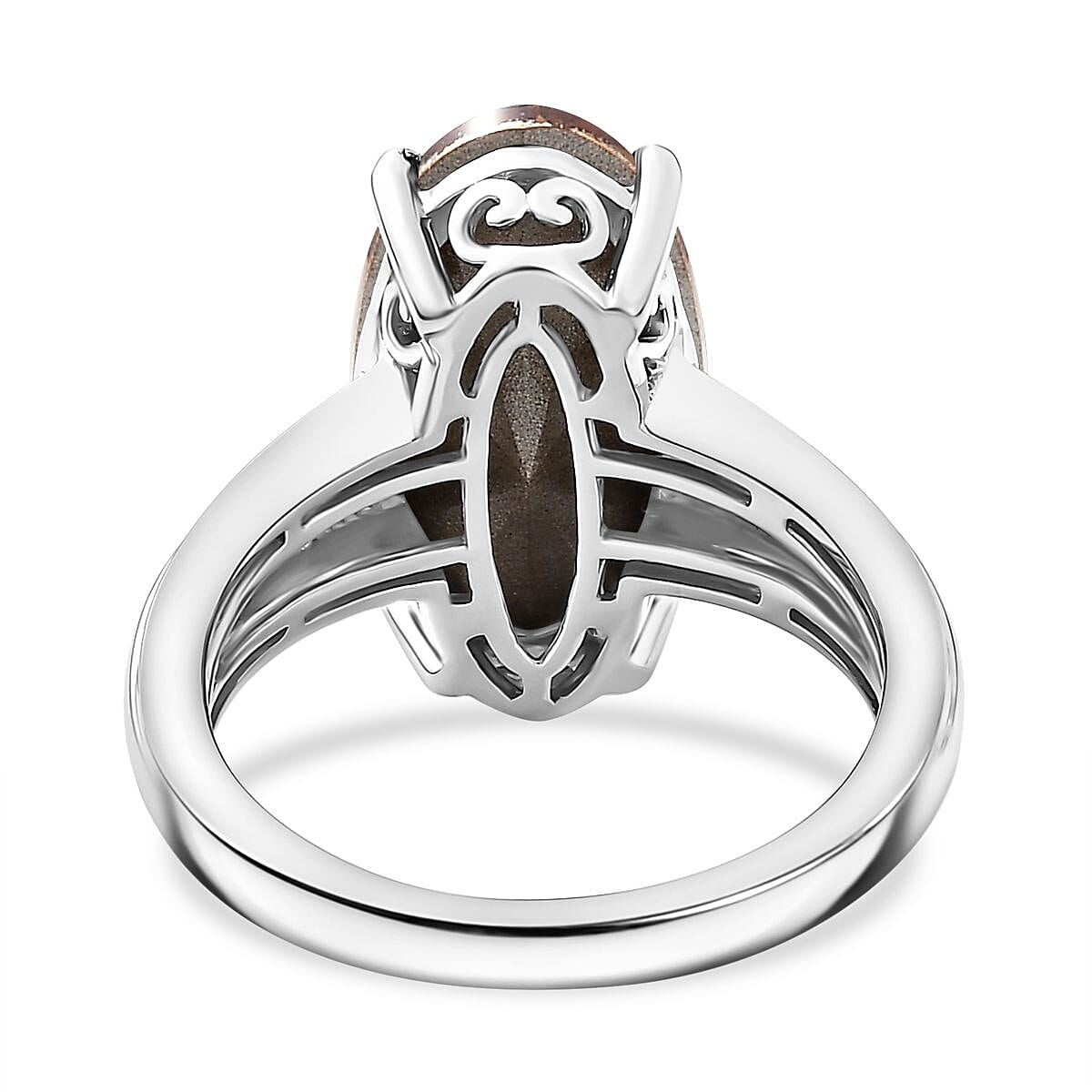 J Francis Light Color Topaz Crystal by Swarovski Ring in Rhodium Over Sterling Silver (Size 10.0)