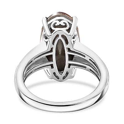 J Francis Light Color Topaz Crystal by Swarovski Ring in Rhodium Over Sterling Silver (Size 10.0)